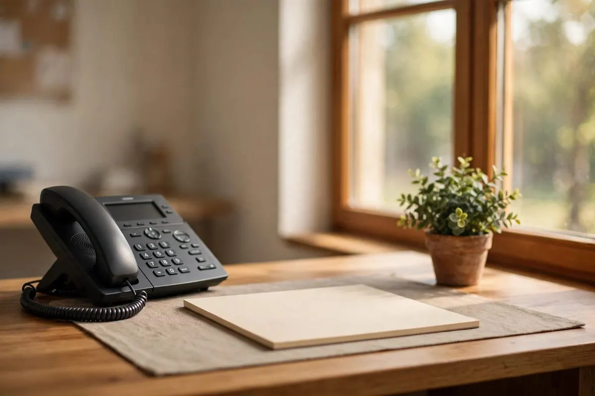 A tidy dispatch desk with a telephone