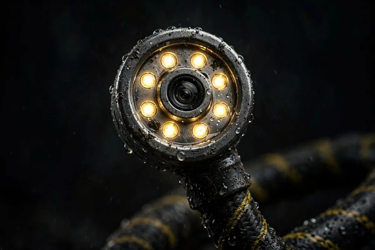 A drain camera head with LED lights